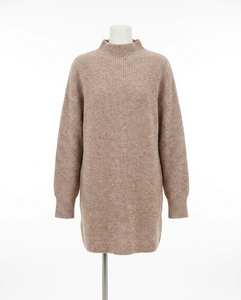 NEW BLUIVY mock neck knit sweater mini dress in latte